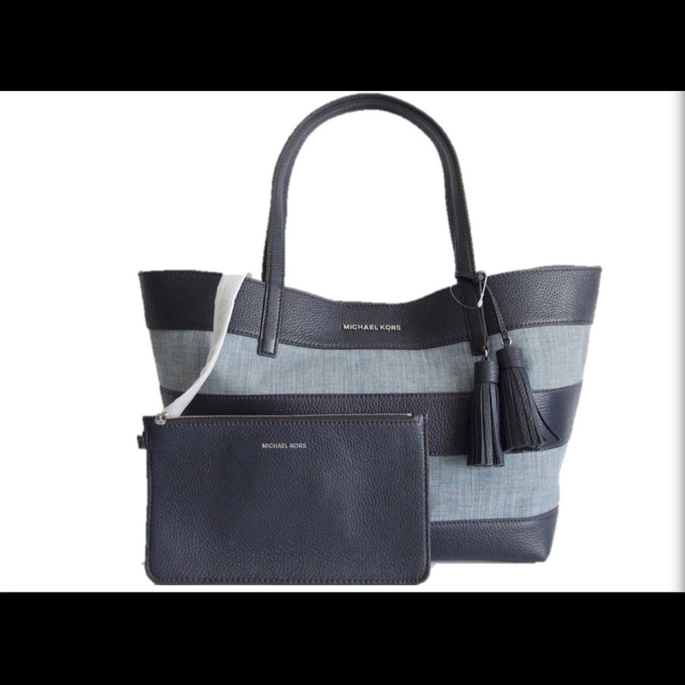 MICHAEL KORS Large Striped Canvas Tote Bag